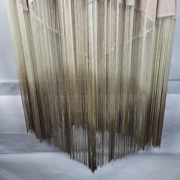 Vintage Boston Proper Long Ombre Fringe Dress Feather Aztec Boho Hippycore Sz M - Picture 2 of 6